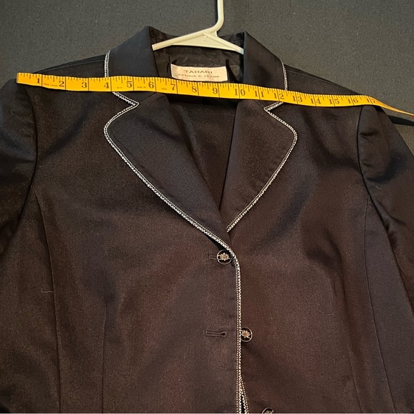 Tahari Denim Suite with White Piping Detail- Plus - Picture 11 of 16